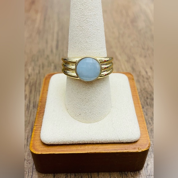 Gorjana Power Gemstone Reed Aquamarine Ring 9 New - Picture 3 of 5